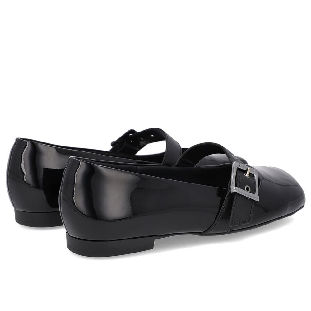 Sapatilha Boneca Preta Verniz Bico Quadrado Preto 3