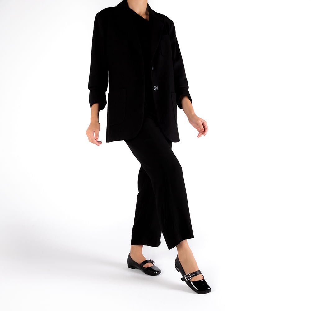 Sapatilha Boneca Preta Verniz Bico Quadrado Preto 4