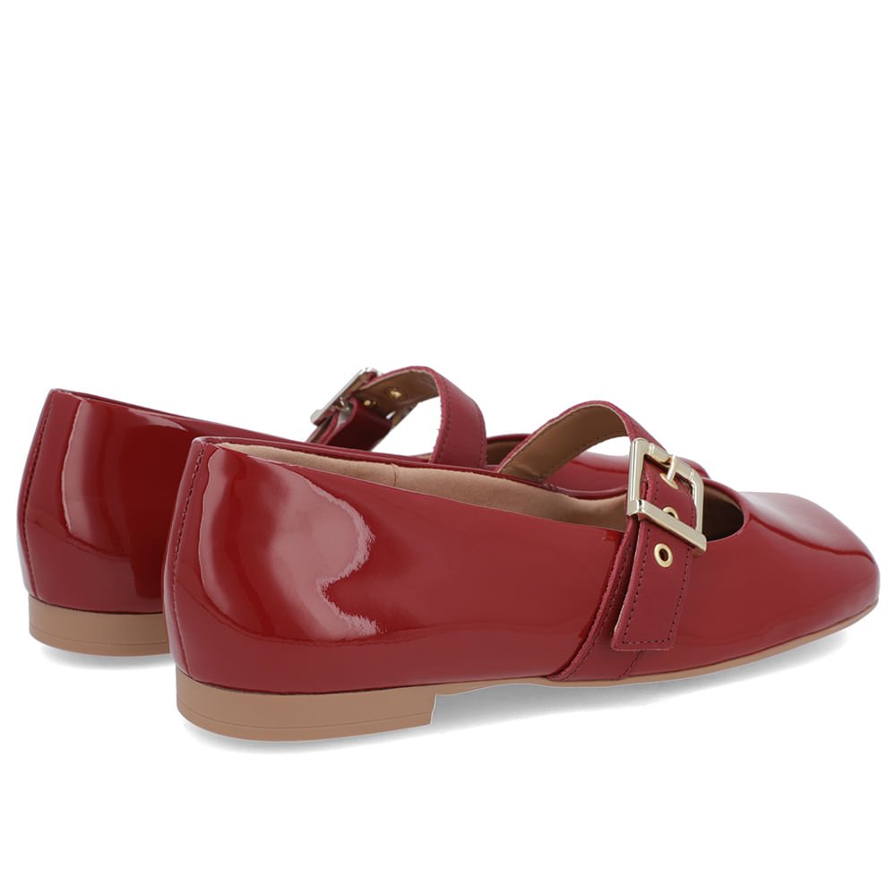 Sapatilha Boneca Vermelha Verniz Bico Quadrado Vermelho 3