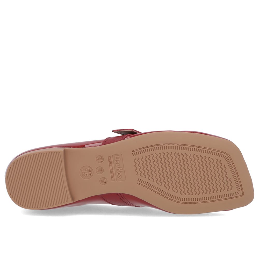 Sapatilha Boneca Vermelha Verniz Bico Quadrado Vermelho 5