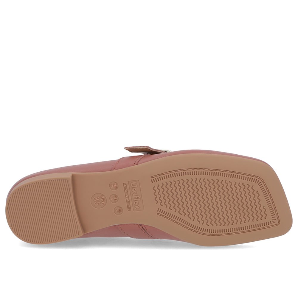 Sapatilha Boneca Rosa Couro Bico Quadrado Rosa 5