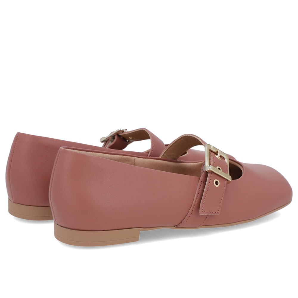 Sapatilha Boneca Rosa Couro Bico Quadrado Rosa 3