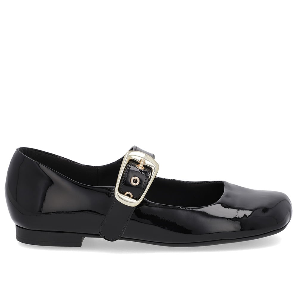 Sapatilha Clássica Preta Verniz Bico Quadrado