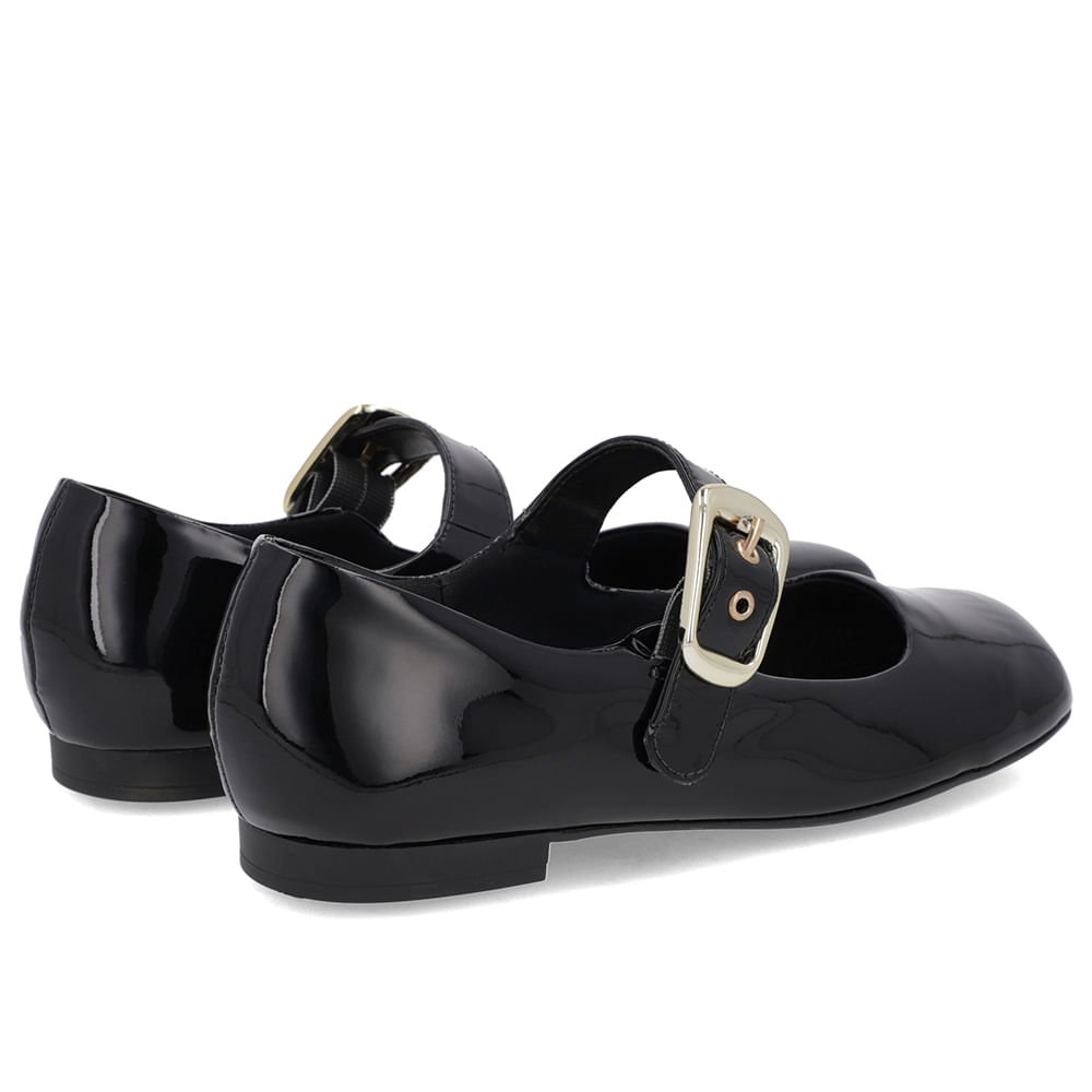 Sapatilha Clássica Preta Verniz Bico Quadrado Preto 3