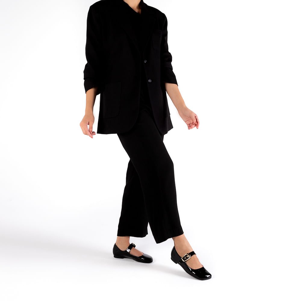 Sapatilha Clássica Preta Verniz Bico Quadrado Preto 4