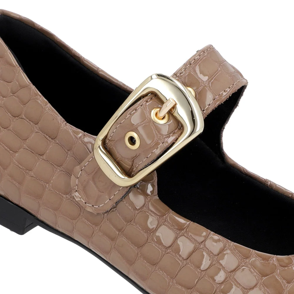 Sapatilha Clássica Marrom Verniz Bico Quadrado Marrom 4