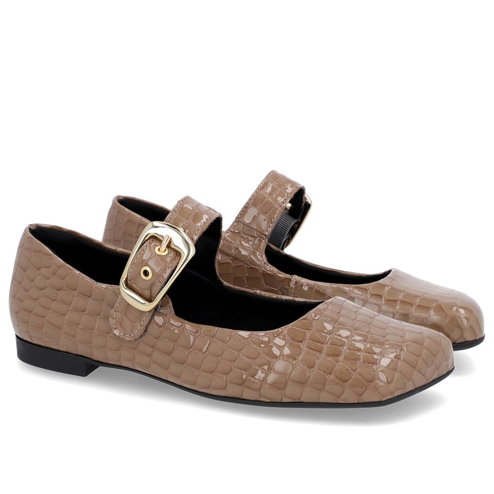 Sapatilha Clássica Marrom Verniz Bico Quadrado Marrom 2