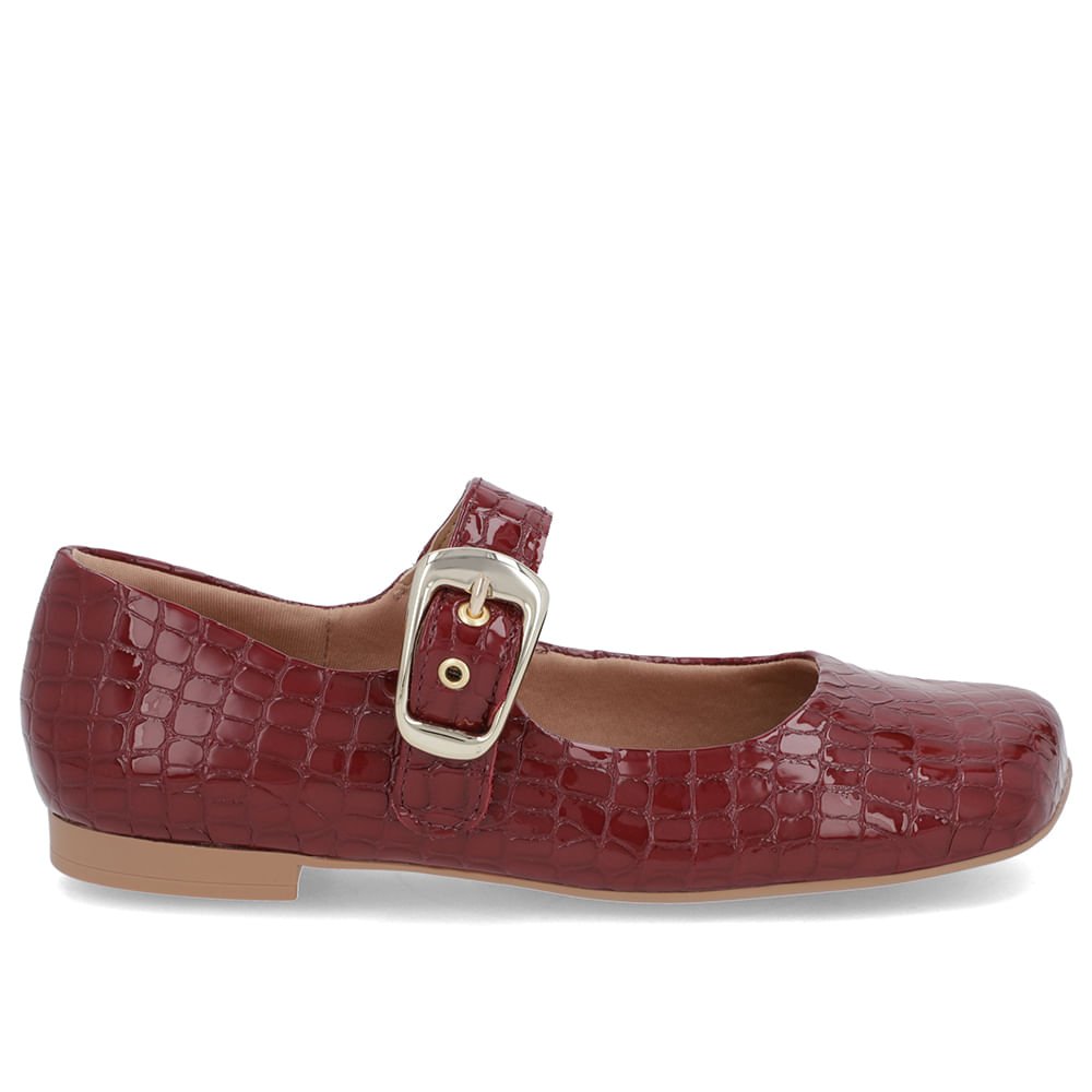 Sapatilha Clássica Vermelha Verniz Bico Quadrado