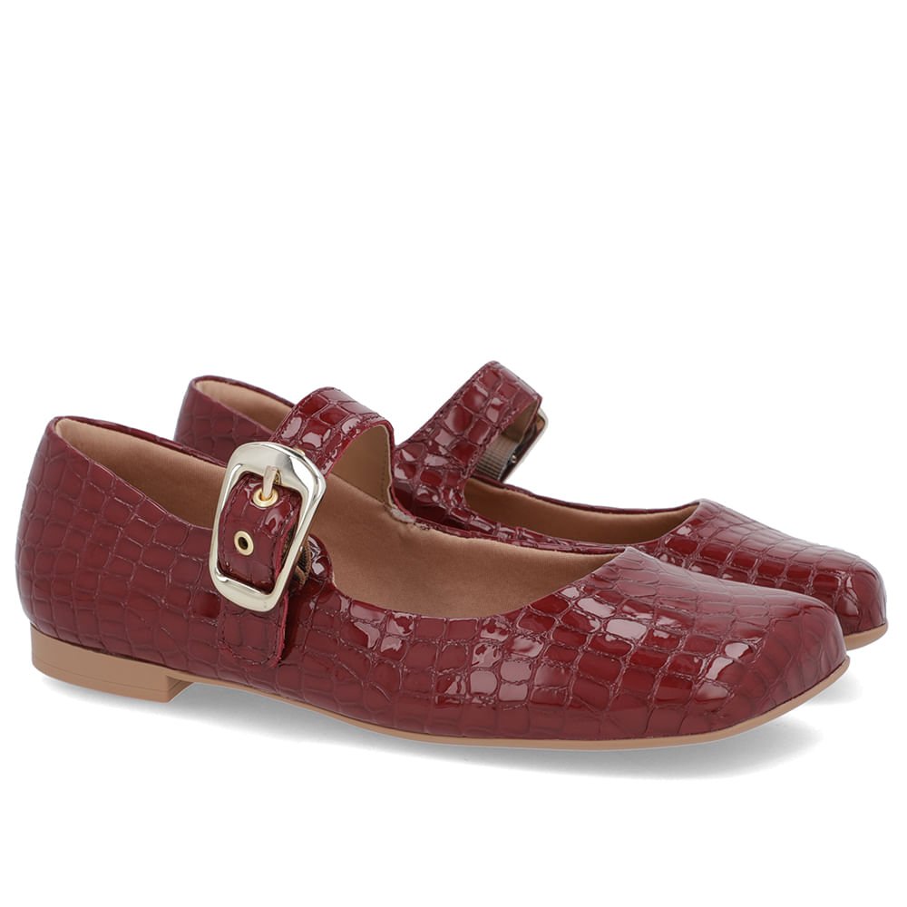 Sapatilha Clássica Vermelha Verniz Bico Quadrado Vermelho 2