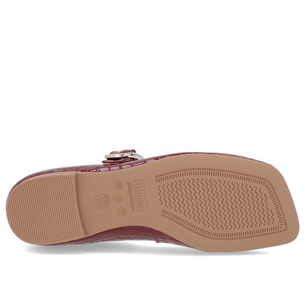 Sapatilha Clássica Vermelha Verniz Bico Quadrado Vermelho 5