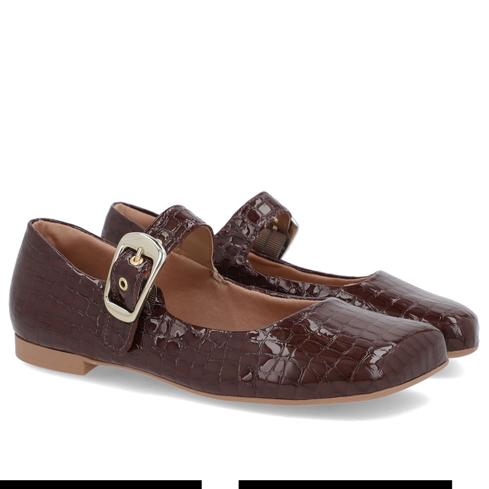 Sapatilha Clássica Marrom Verniz Bico Quadrado Marrom 2