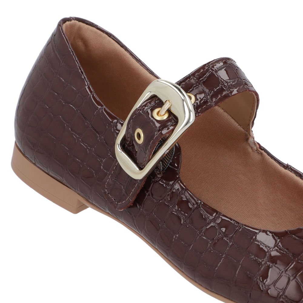 Sapatilha Clássica Marrom Verniz Bico Quadrado Marrom 4