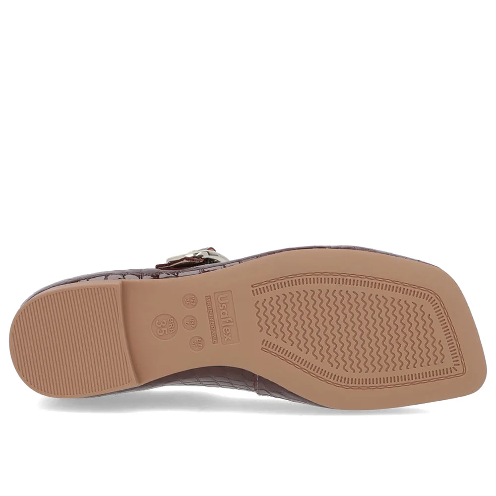 Sapatilha Clássica Marrom Verniz Bico Quadrado Marrom 5