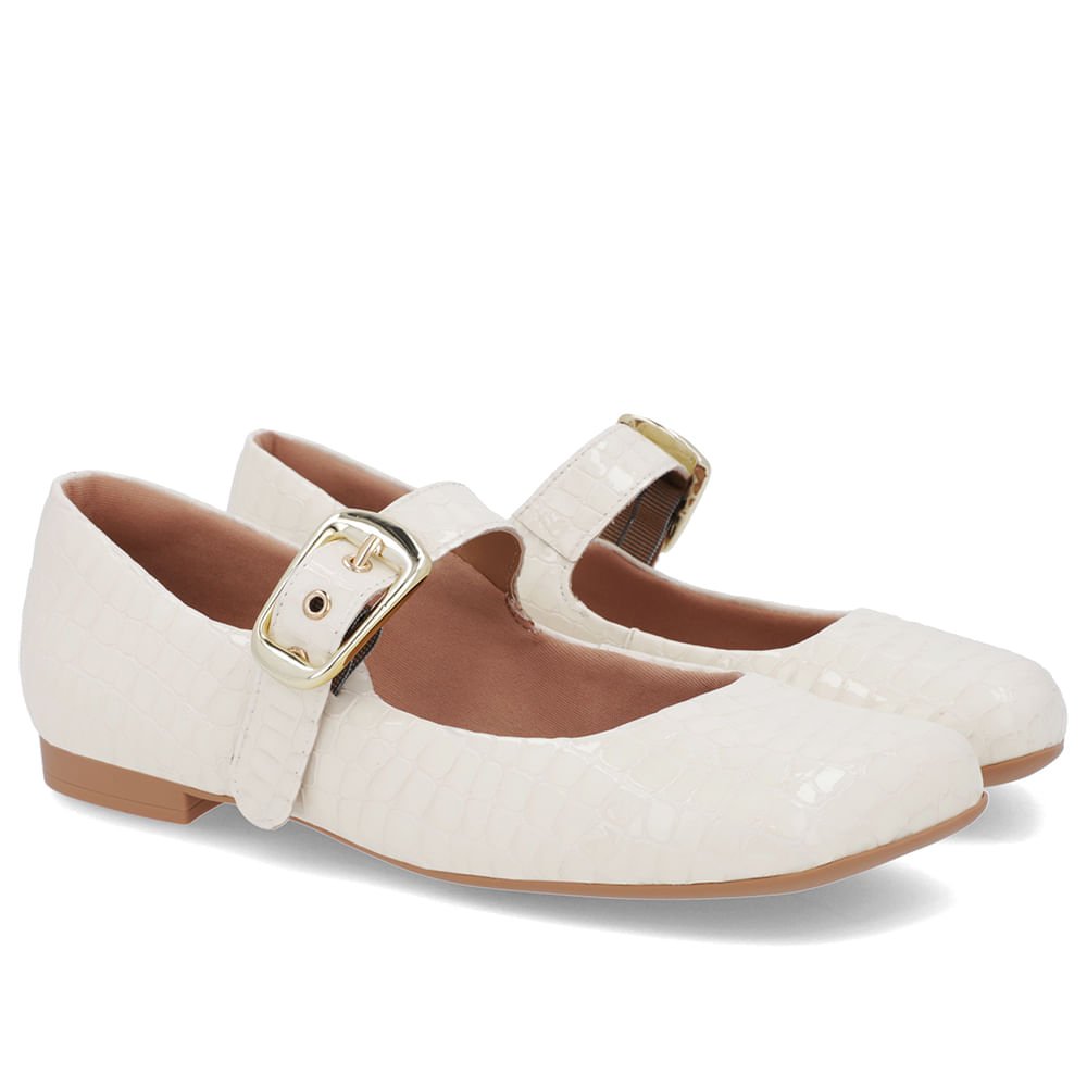 Sapatilha Clássica Branca Marfim Verniz Bico Quadrado Branco 2