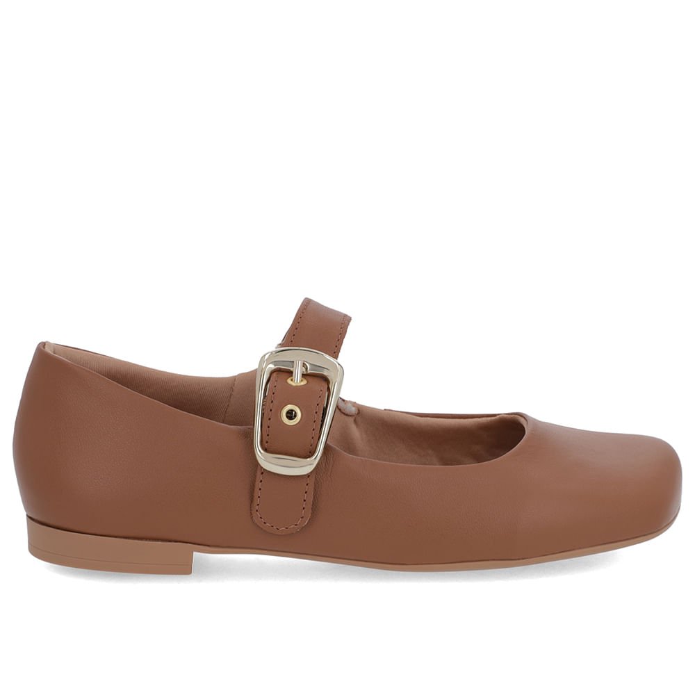 Sapatilha Clássica Marrom Couro Bico Quadrado