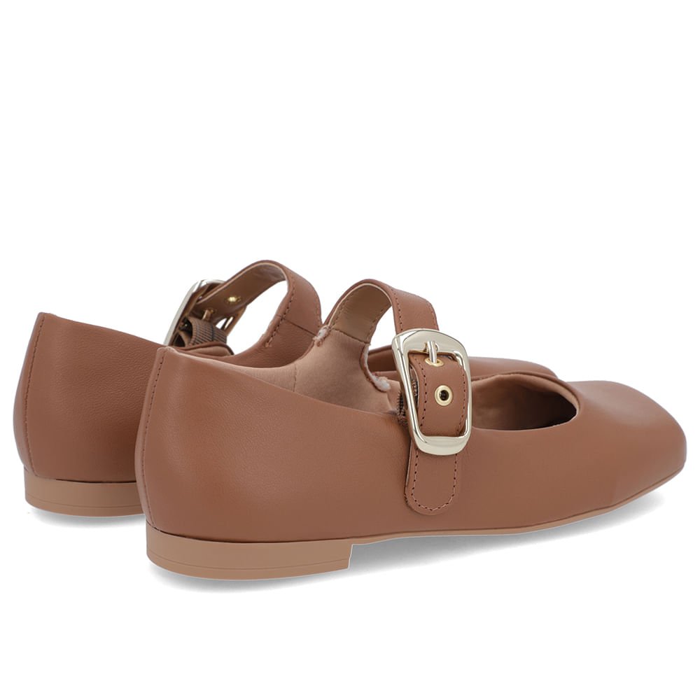 Sapatilha Clássica Marrom Couro Bico Quadrado Marrom 3