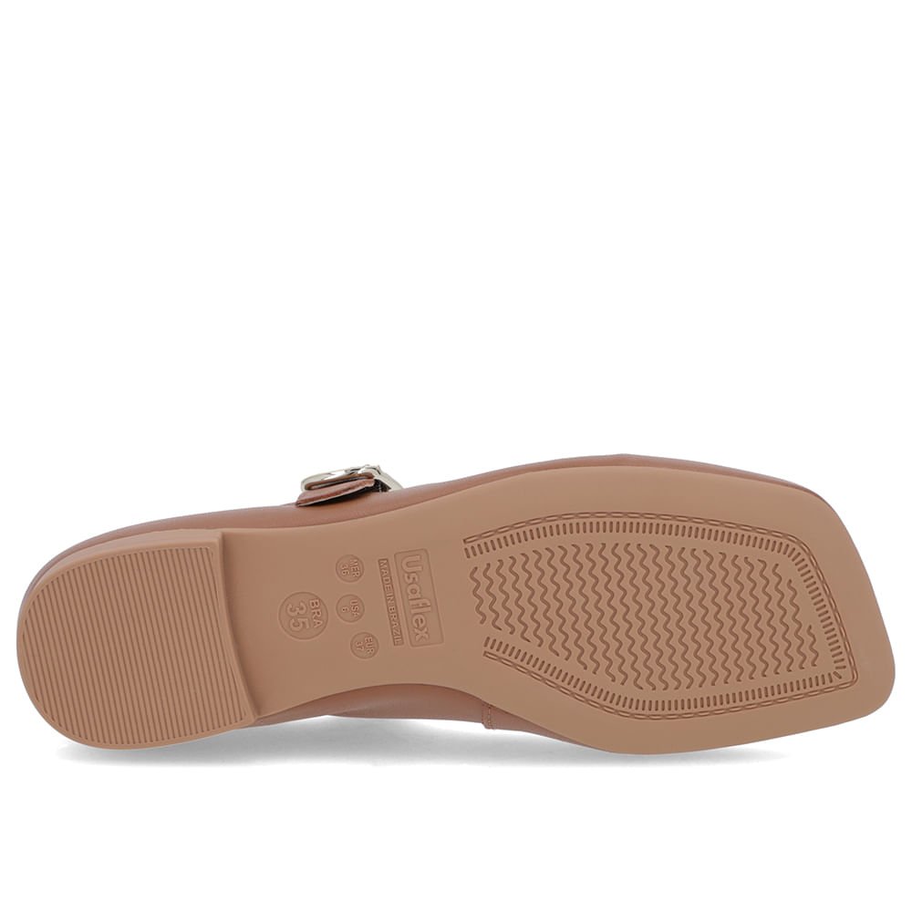 Sapatilha Clássica Marrom Couro Bico Quadrado Marrom 5