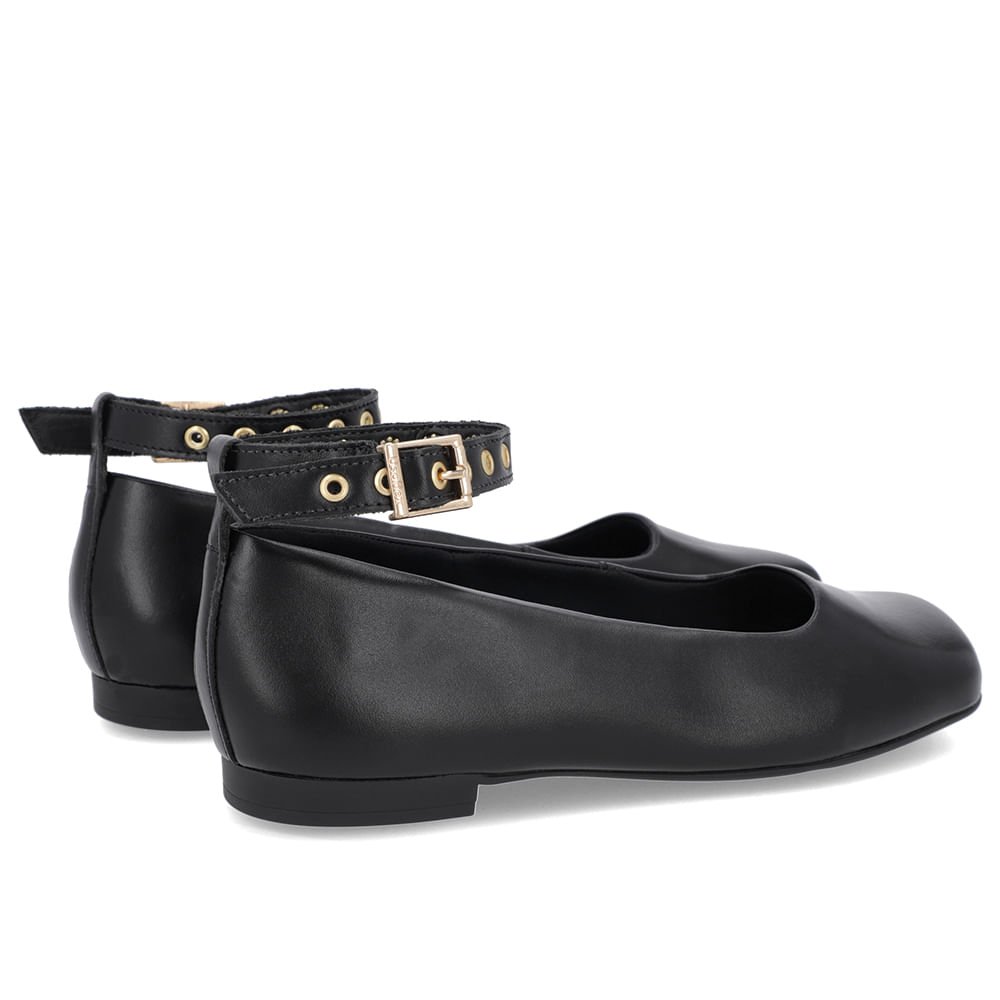 Sapatilha Ajuste Tornozelo Preta Verniz Bico Quadrado Preto 3