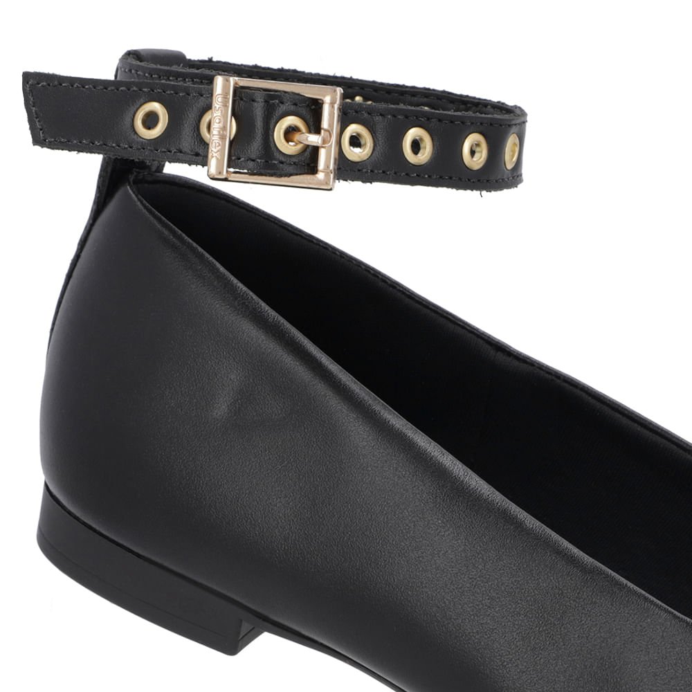 Sapatilha Ajuste Tornozelo Preta Verniz Bico Quadrado Preto 4