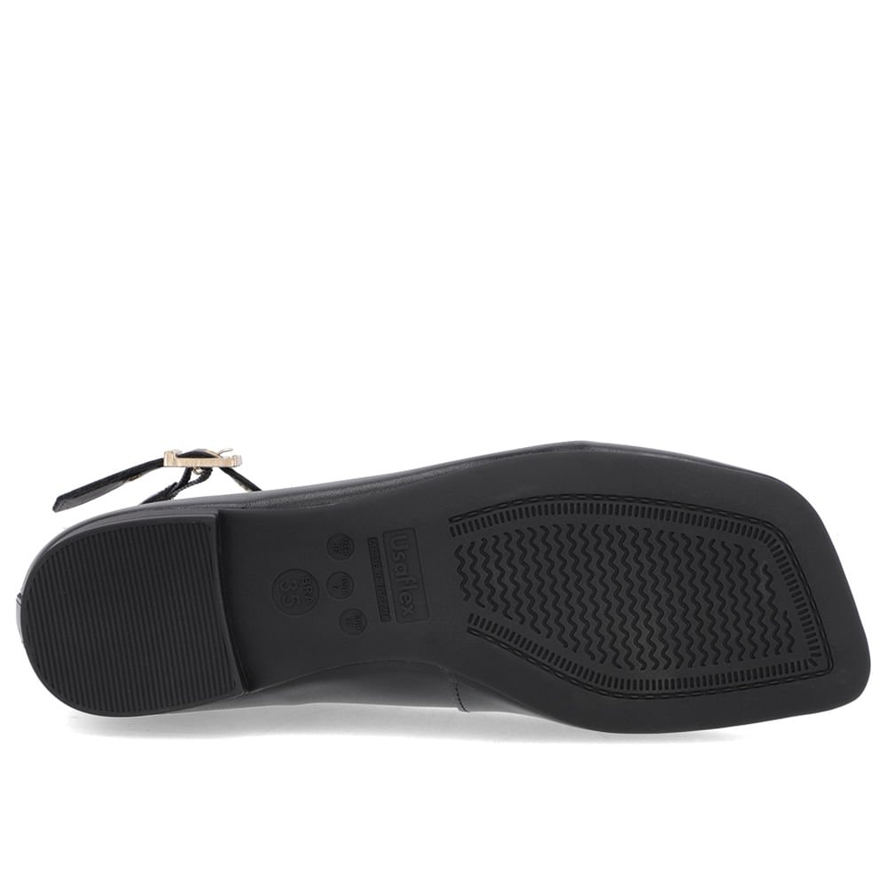 Sapatilha Ajuste Tornozelo Preta Verniz Bico Quadrado Preto 5