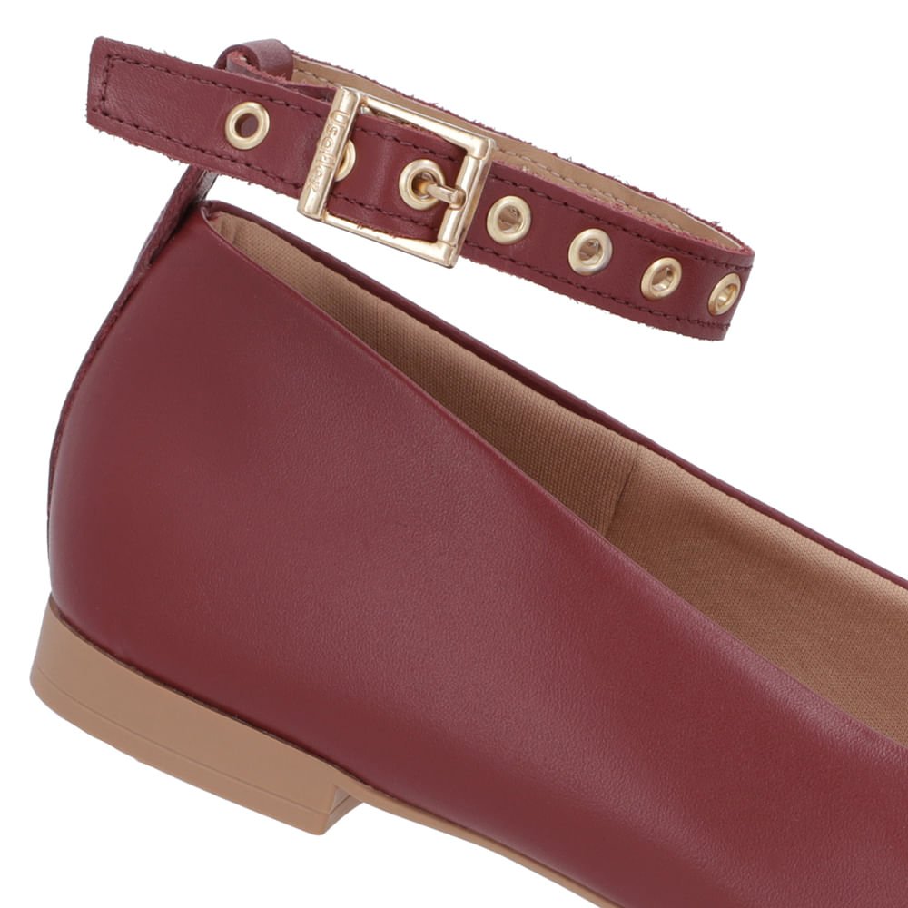 Sapatilha Ajuste Tornozelo Vermelha Couro Bico Quadrado Vermelho 4