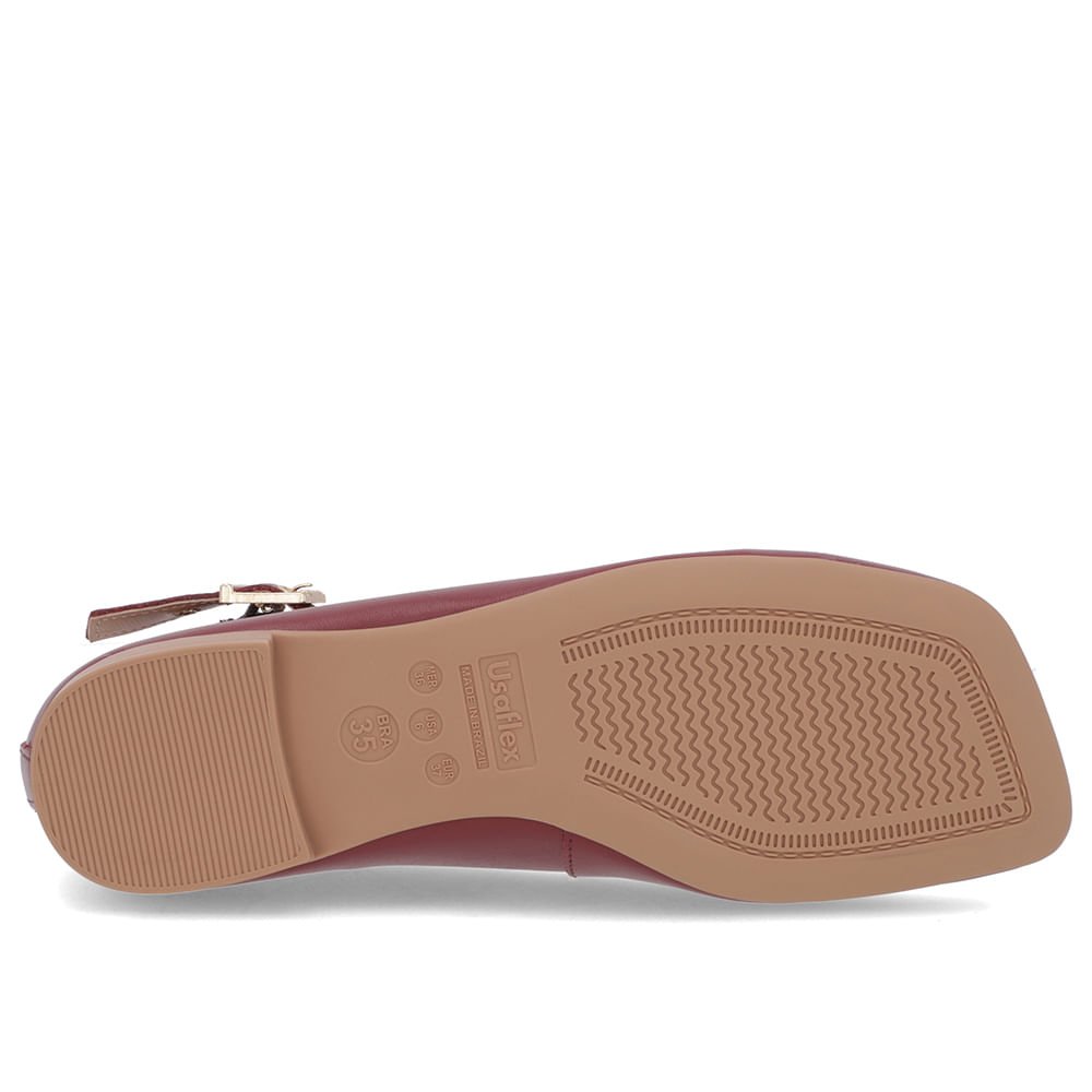 Sapatilha Ajuste Tornozelo Vermelha Couro Bico Quadrado Vermelho 5