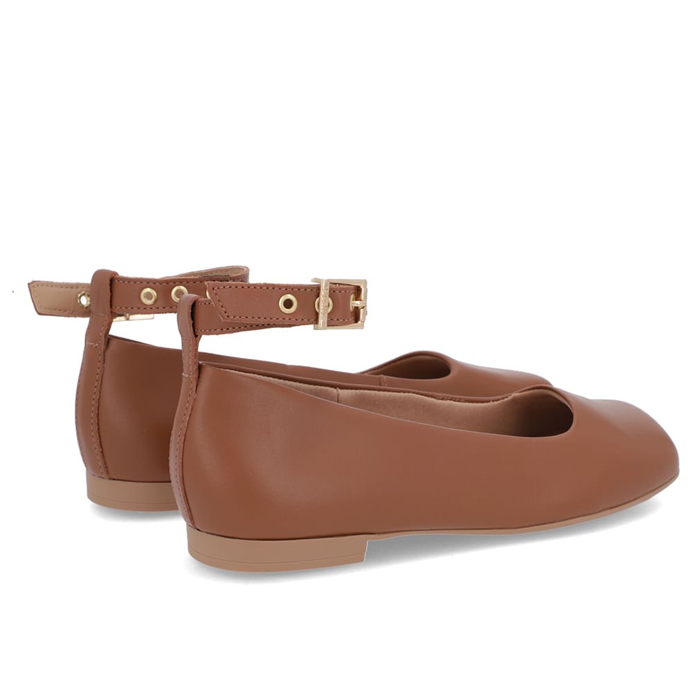 Sapatilha Ajuste Tornozelo Marrom Couro Bico Quadrado Marrom 3