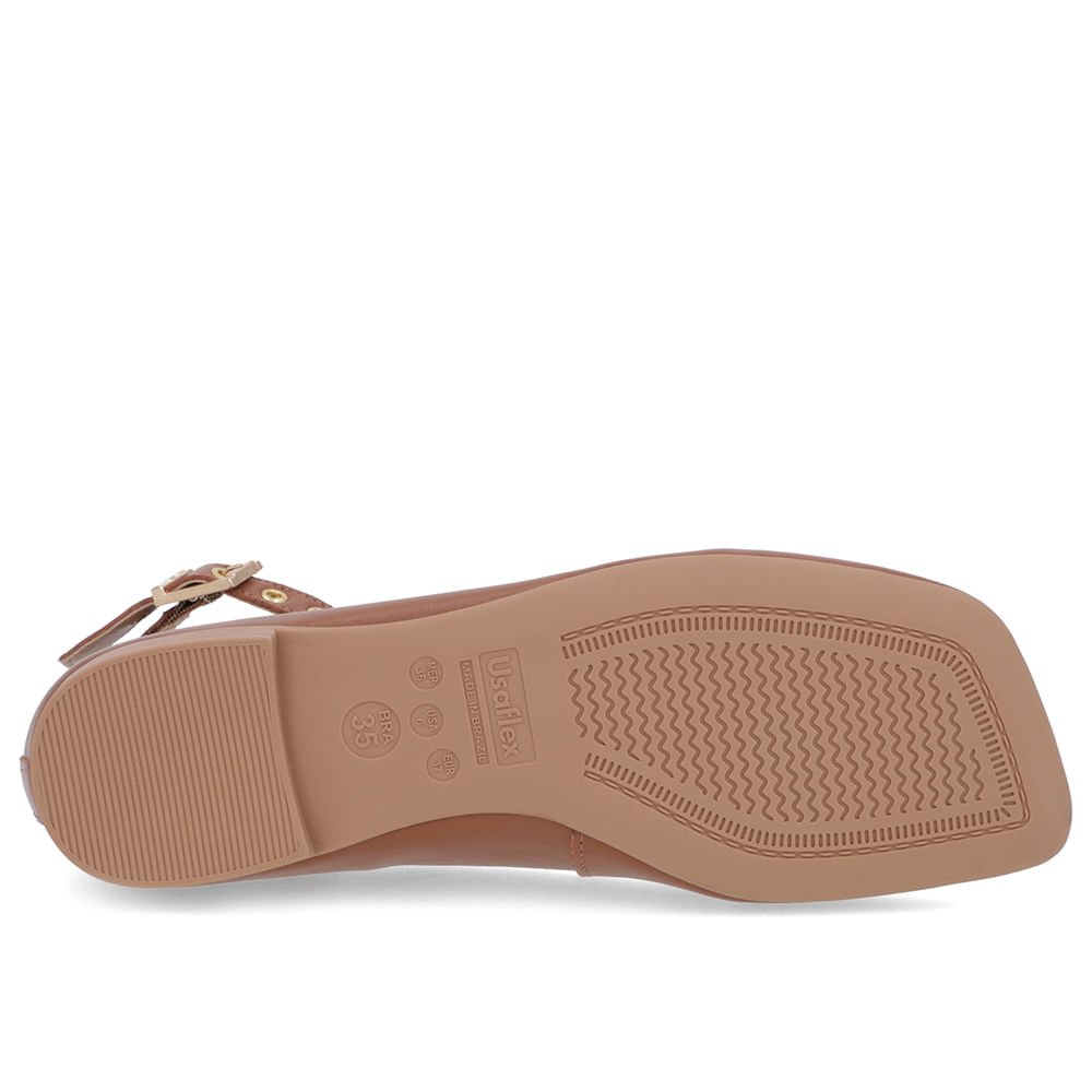 Sapatilha Ajuste Tornozelo Marrom Couro Bico Quadrado Marrom 5