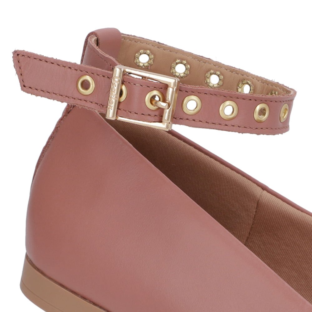 Sapatilha Ajuste Tornozelo Rosa Couro Bico Quadrado Rosa 4