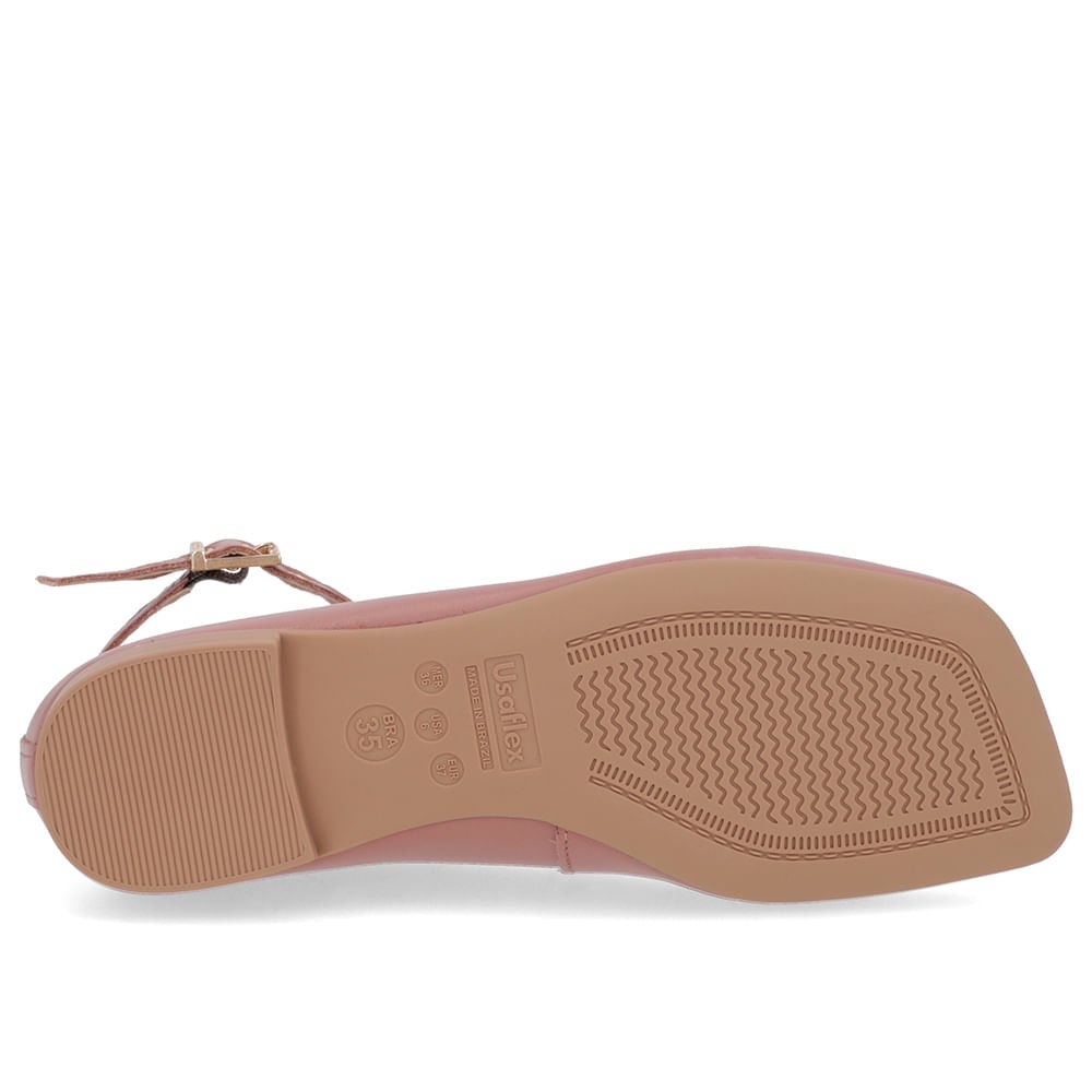 Sapatilha Ajuste Tornozelo Rosa Couro Bico Quadrado Rosa 5