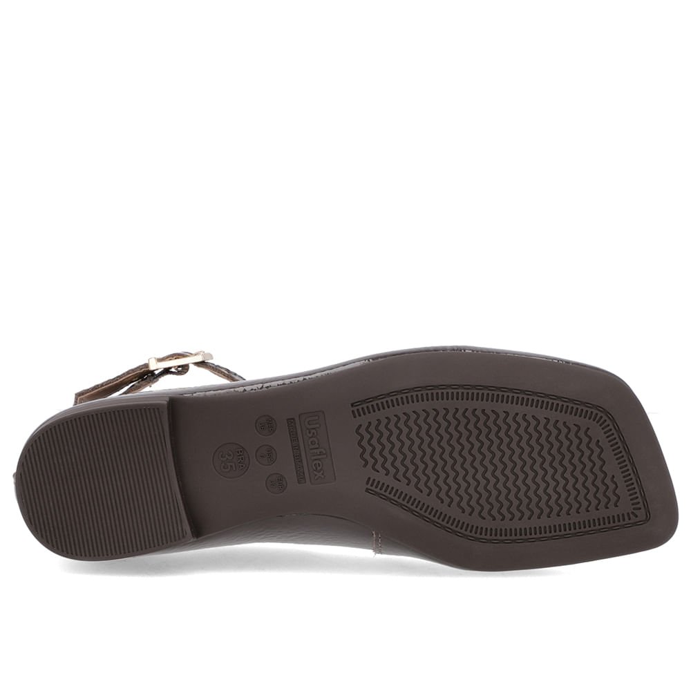 Sapatilha Ajuste Tornozelo Marrom Verniz Bico Quadrado Marrom 5