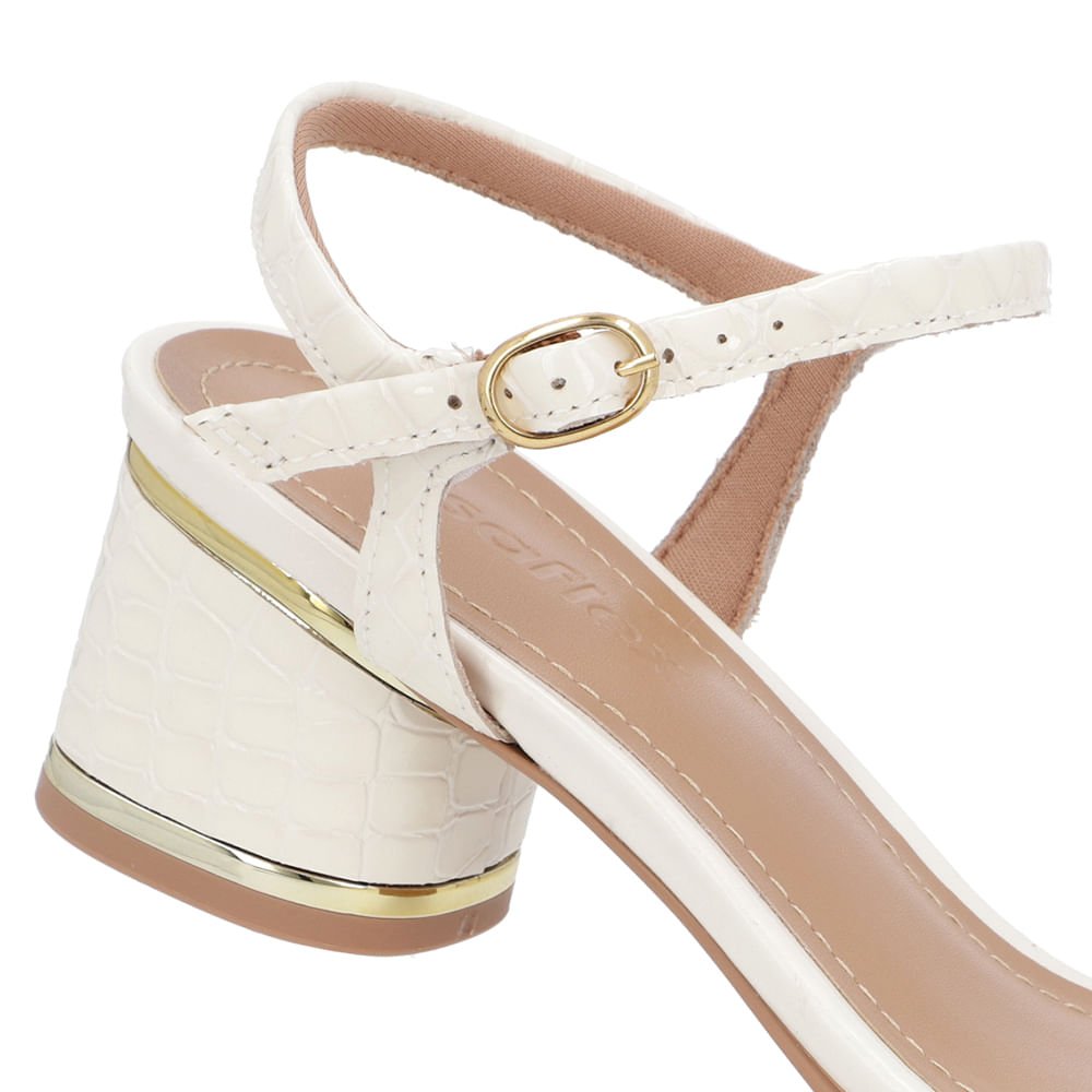 Sandália Salto Bloco Verniz Branca Marfim Detalhe Salto Branco 4