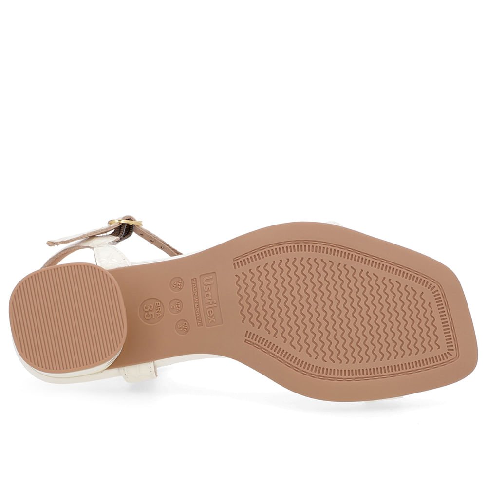 Sandália Salto Bloco Verniz Branca Marfim Detalhe Salto Branco 5