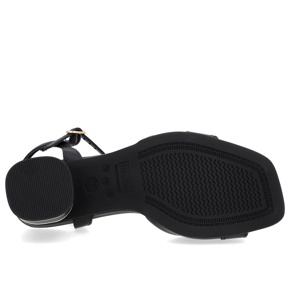 Sandália Couro Preta Fivela Preto 5