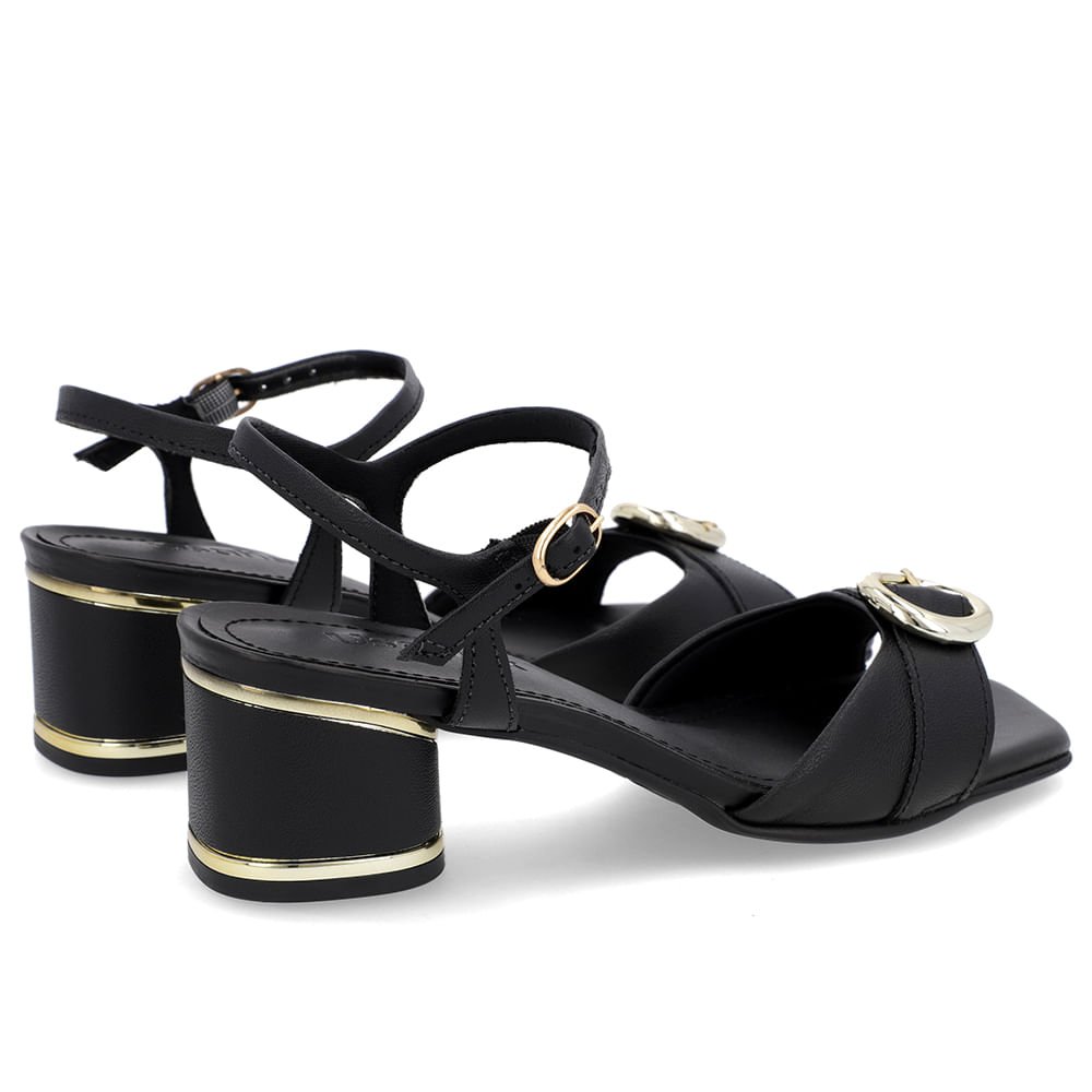 Sandália Couro Preta Fivela Preto 3