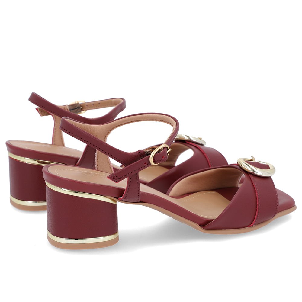 Sandália Couro Vermelha Fivela Vermelho 3