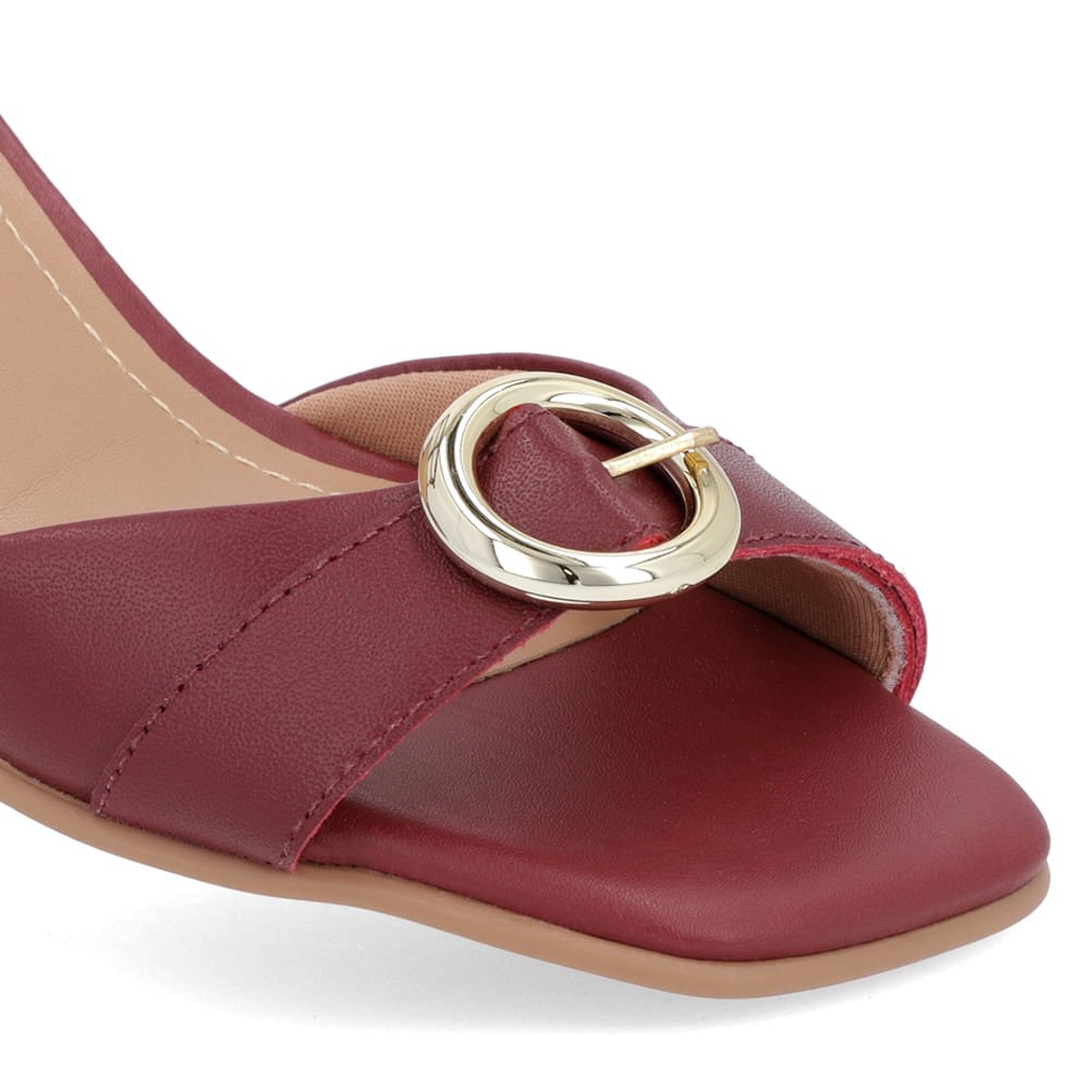 Sandália Couro Vermelha Fivela Vermelho 4