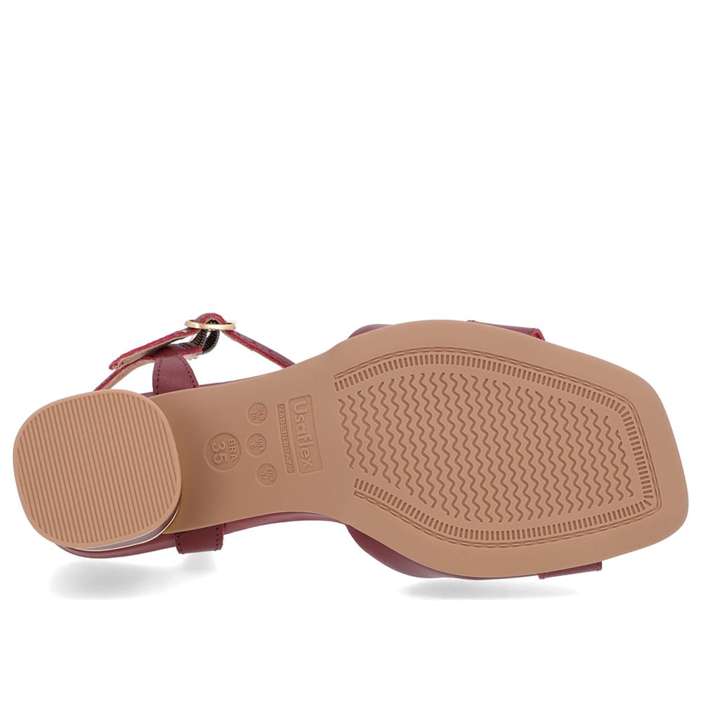 Sandália Couro Vermelha Fivela Vermelho 5