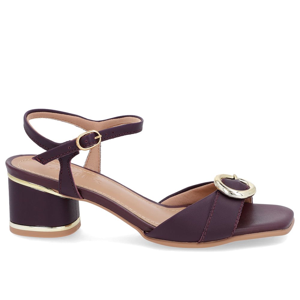 Sandália Couro Roxa Fivela