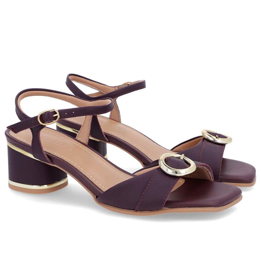 Sandália Couro Roxa Fivela Roxo 2