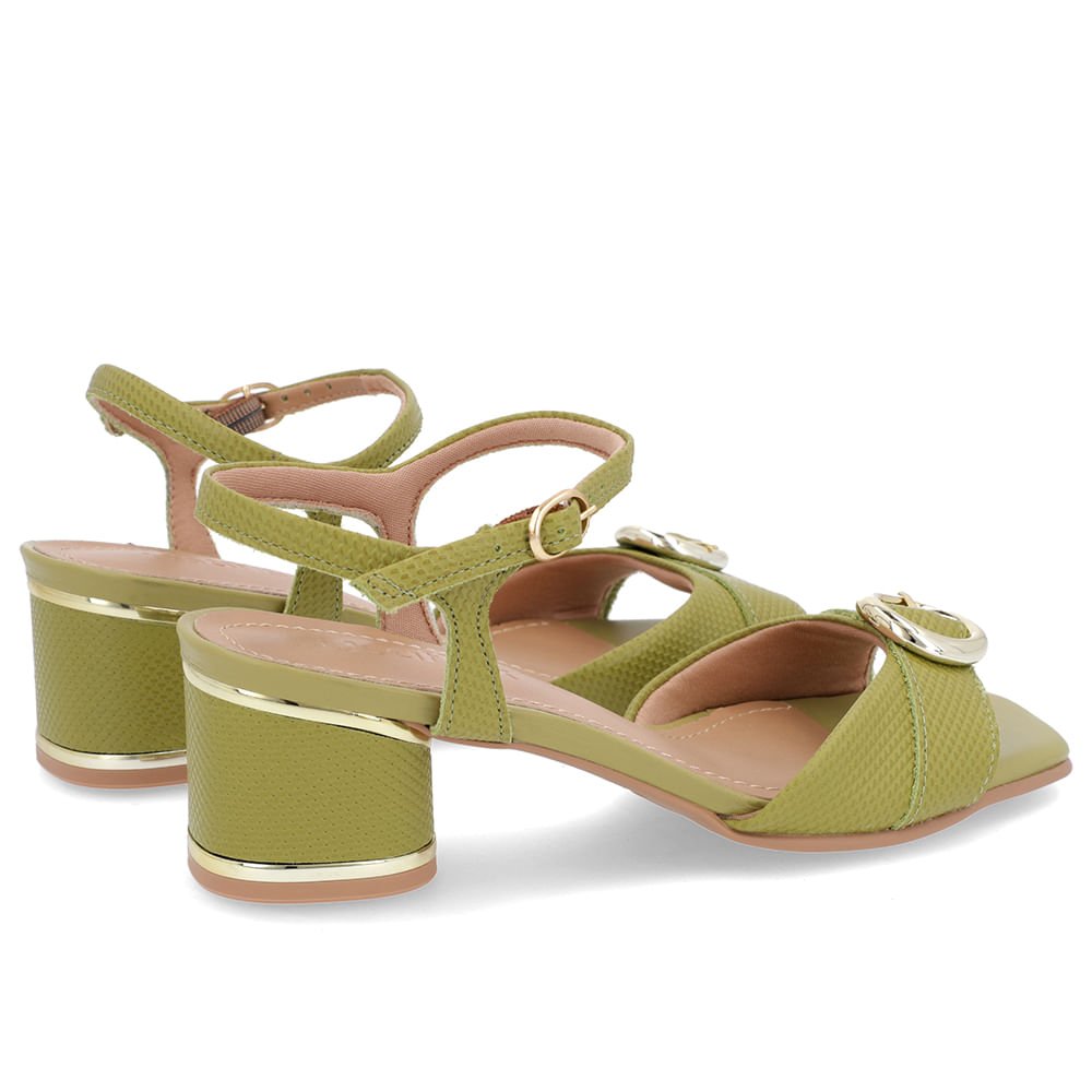 Sandália Couro Verde Fivela Verde 3