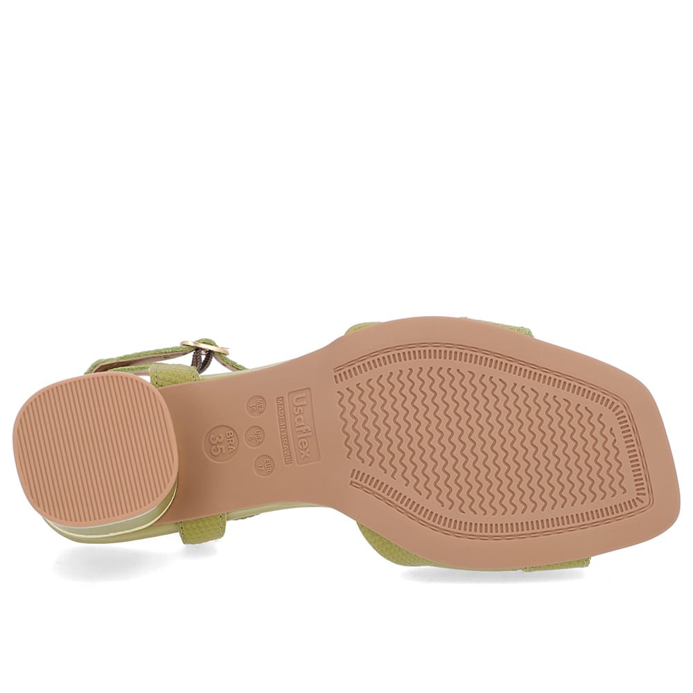 Sandália Couro Verde Fivela Verde 5