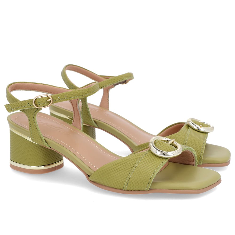 Sandália Couro Verde Fivela Verde 2