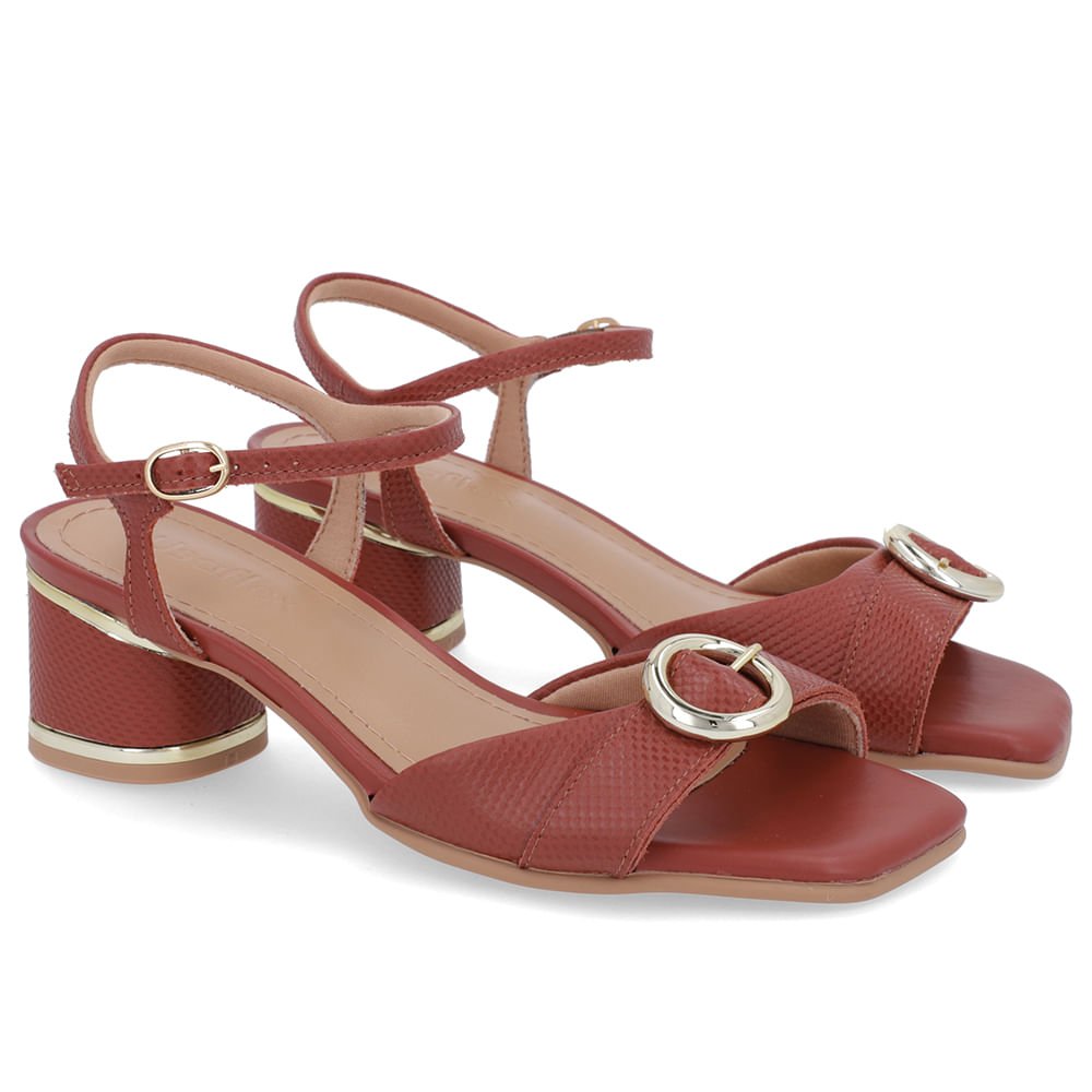 Sandália Couro Marrom Fivela Marrom 2