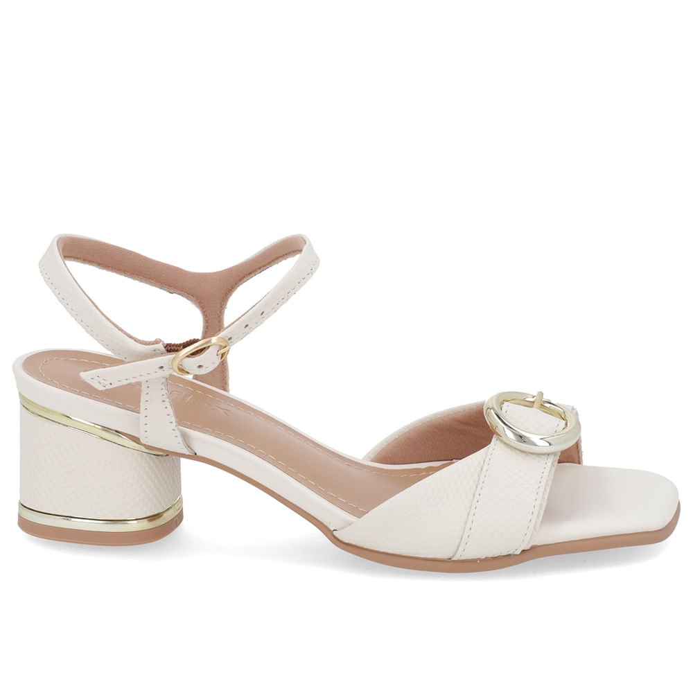 Sandália Couro Branca Marfim Fivela Branco 1