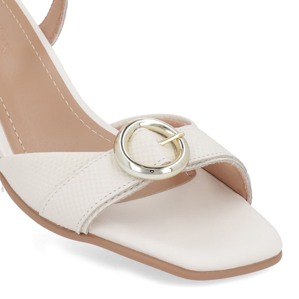Sandália Couro Branca Marfim Fivela Branco 4