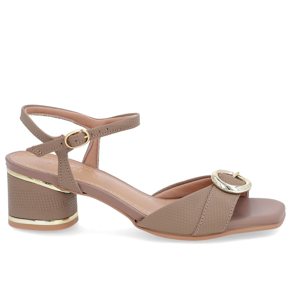 Sandália Couro Marrom Claro Fivela