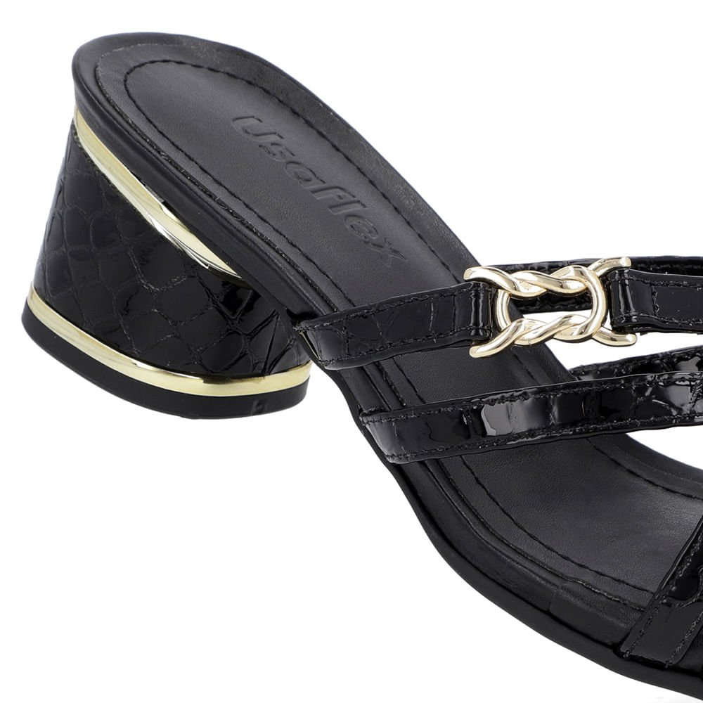 Tamanco Salto Bloco Verniz Preto Detalhe Salto Preto 4