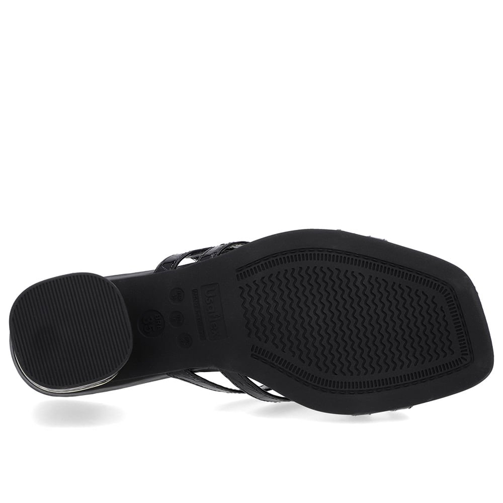 Tamanco Salto Bloco Verniz Preto Detalhe Salto Preto 5