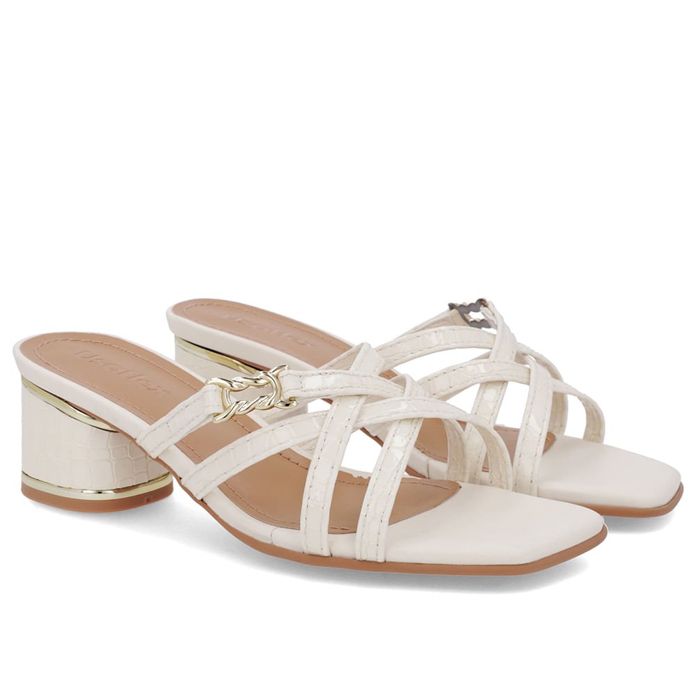 Tamanco Salto Bloco Verniz Branco Marfim Detalhe Salto Branco 2